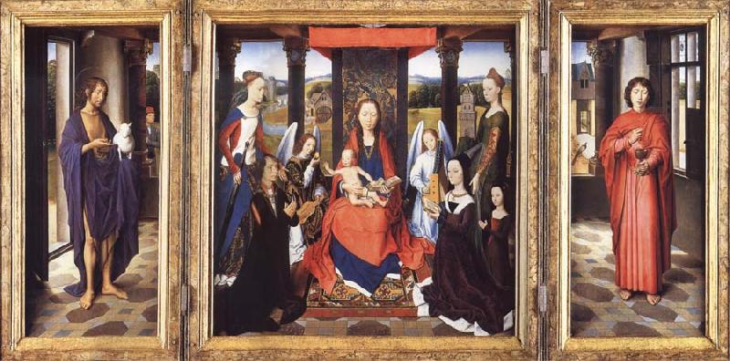 Hans Memling The Virgin and Child with Angels,Saints and Donors oil painting picture